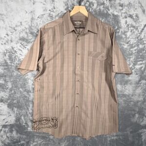 Hard Rock Cafe San Diego Mens Short Sleeve Button Up Shirt XL‎ Tan Brown